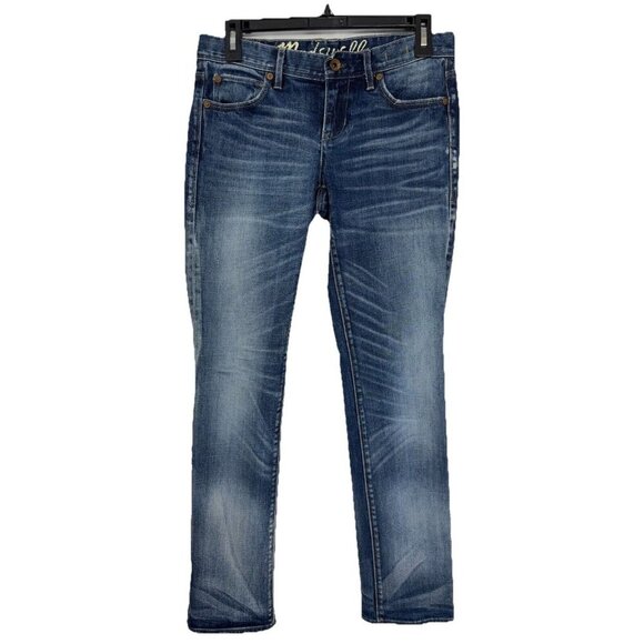 Madewell Rail Straight Jeans Womens 27x32 Blue Slit Wash Low Rise Whiskered Y2K - Picture 1 of 11